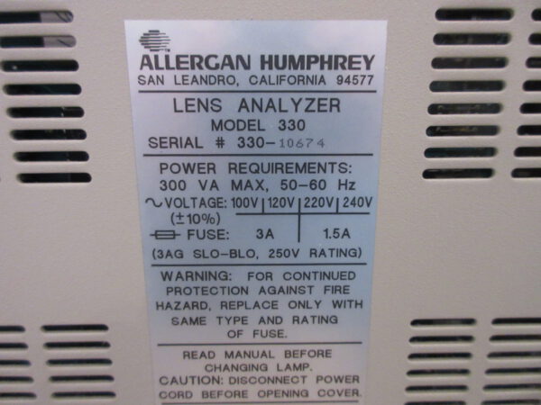 Allergan Humphrey Lens Analyzer 330 – Bild 6